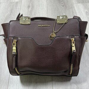 Big Buddha Brown Satchel with Zippers and Gold-Tone Accents.